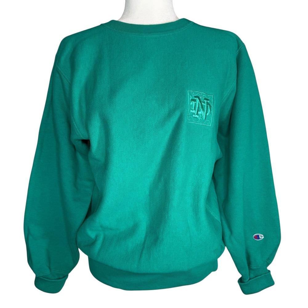Vtg 90s Champion Notre Dame Irish M Reverse Weave Sweatshirt Made In USA Rare‎